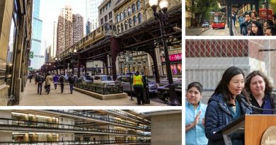 Elevated Chicago asks “Can you walk there?” on TikTok (top left) • Mexico City embraces e-buses (top right) • Bell Works reaches milestone (bottom left) • Boston invests in eTOD (bottom right)