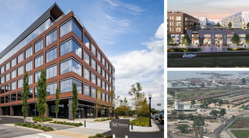 M Station, Morristown, NJ (left); Salt Lake City redevelopment (top right); Kinshasa Urban Train network (bottom right)