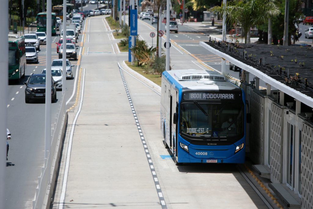 salvador, bahia, brazil - october 3, 2022: exclusive lane view for vehicle transit of the BRT transport system in the city of Salvador.