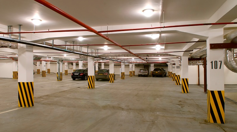 Underground parking on a plenty of machines