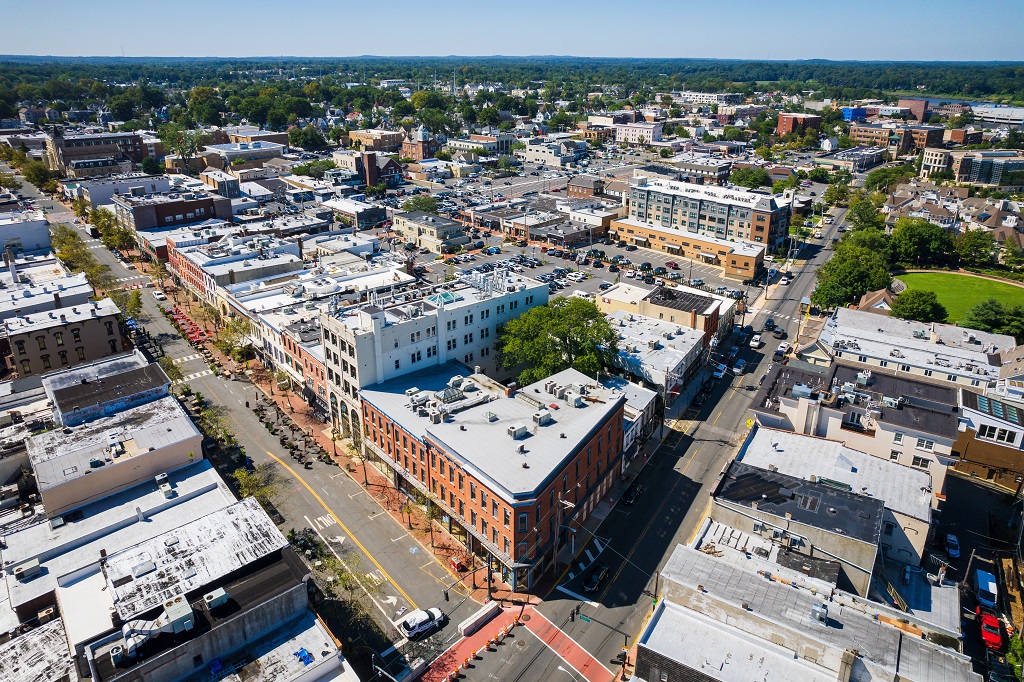 Aerial drone photograph of Red Bank New Jersey