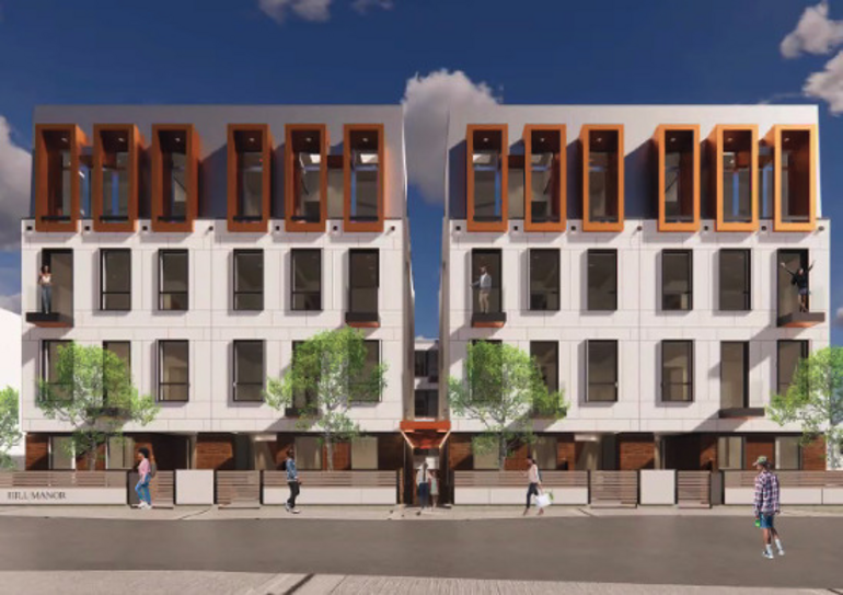 Rendering of the proposed Hill Manor Flats building.