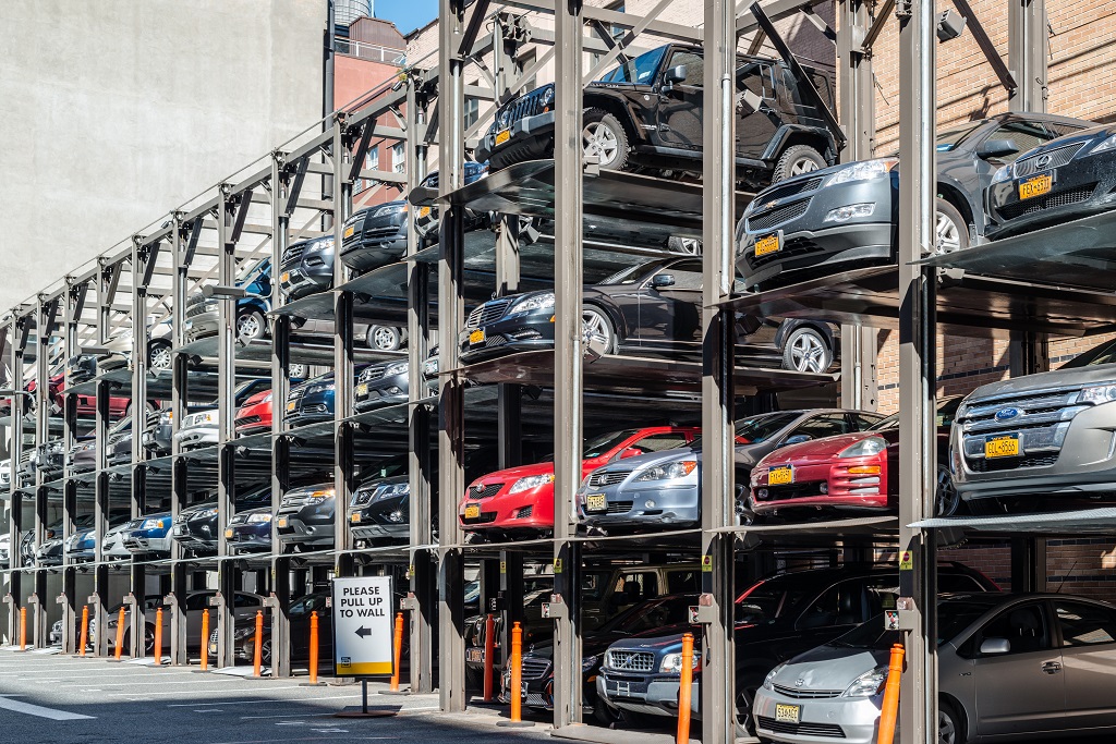 An automated car parking system on September 28, 2013 in Manhattan, New York City, USA.