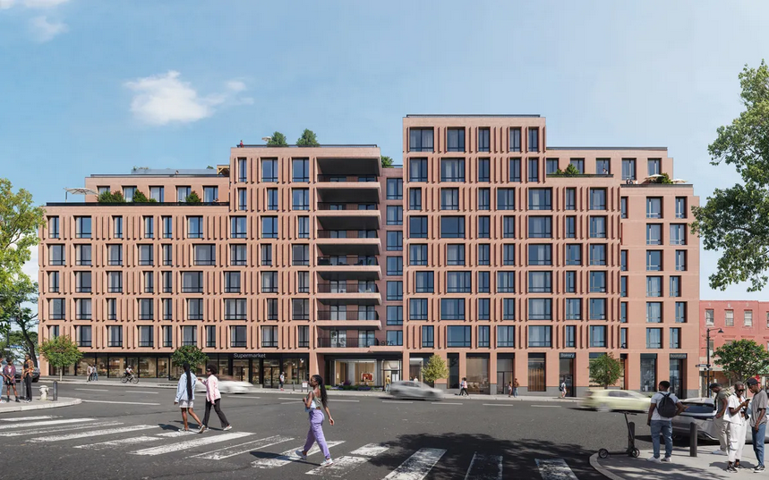 A rendering of the new apartment building at 975 Nostrand Ave. in Brooklyn.