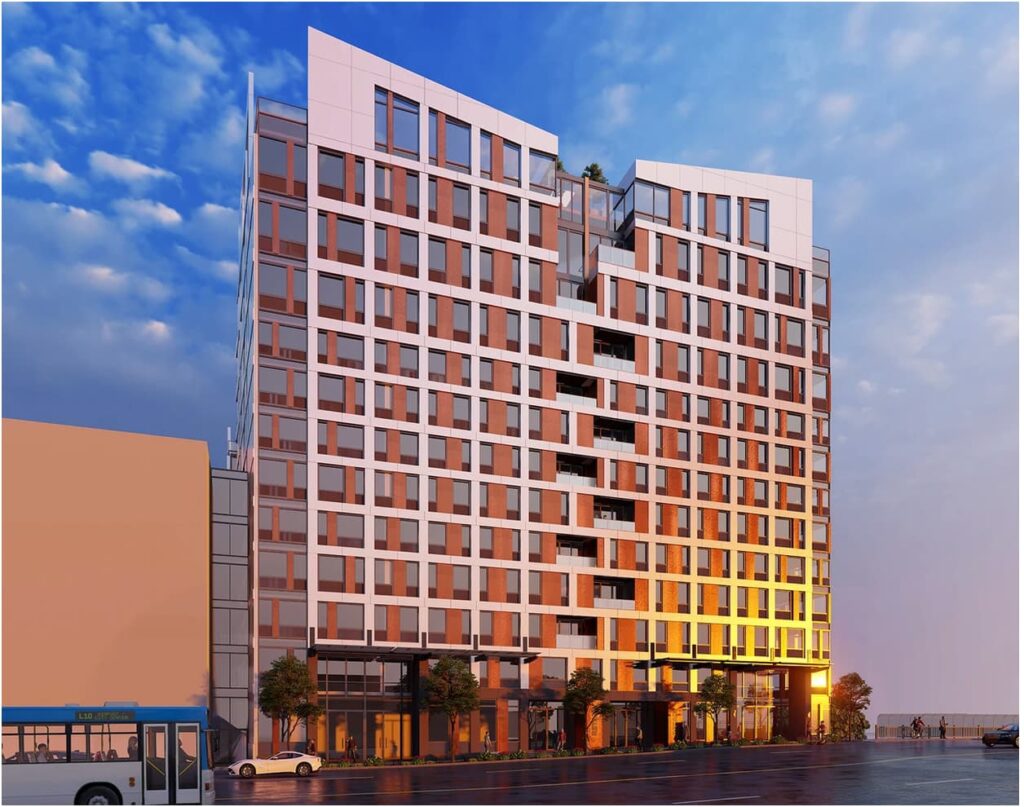 Rendering of the development facing the street.