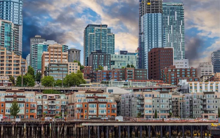 Multifamily housing district along the Seattle waterfront.