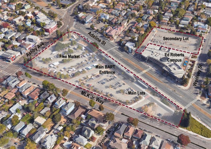 Artist rendering that shows current uses of the planned development site.
