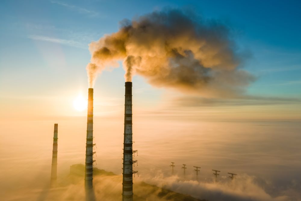 Smokestacks emitting smoke