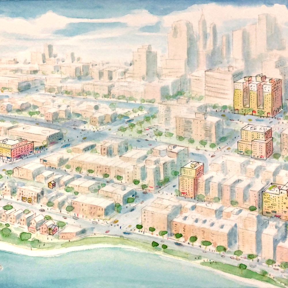 Illustration that highlights new multifamily housing in Manhattan