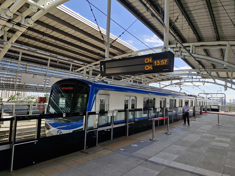 Train on the Ho Chi Minh City Metro at the Phuoc Long Platform L
