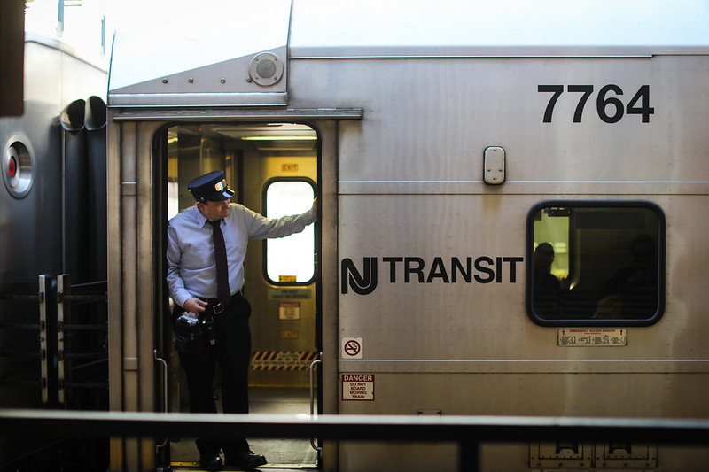 NJ TRANSIT train at a station