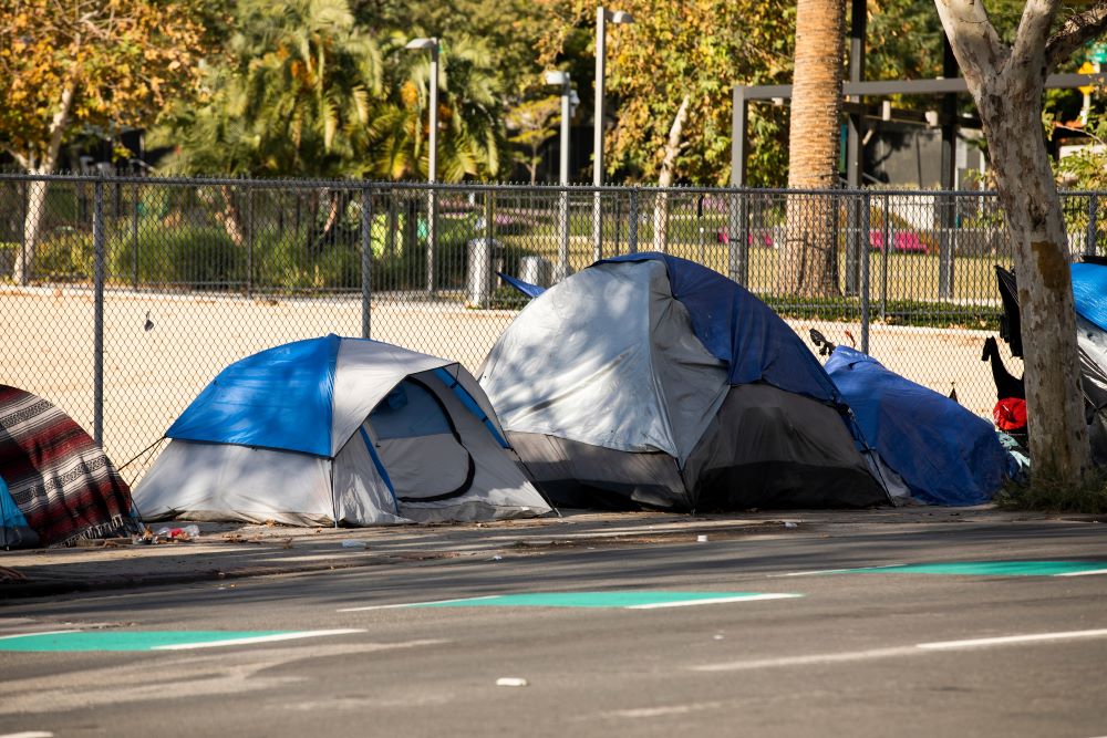 A tent encampment for homeless individuals in Los Angeles.