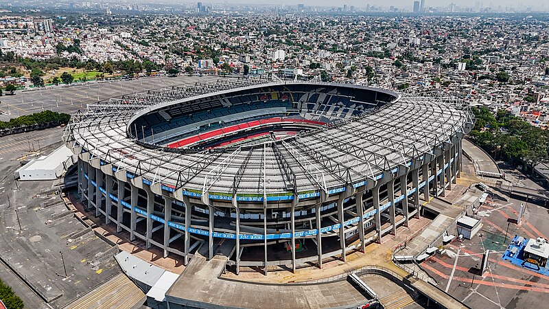 Aerial view of Azteca Stadium taken from a drone.