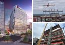 Rendering of the HELIX in New Brunswick, NJ (left); H-1 @ HELIX NJ Topping Off Ceremony on September 6, 2024. Courtesy of DEVCO page and Instagram