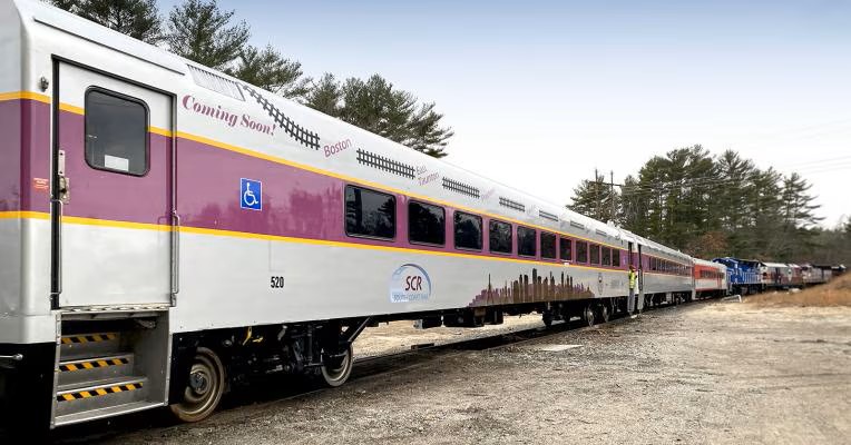 Train that will serve the South Coast Rail line, once it launches in Spring 2025.