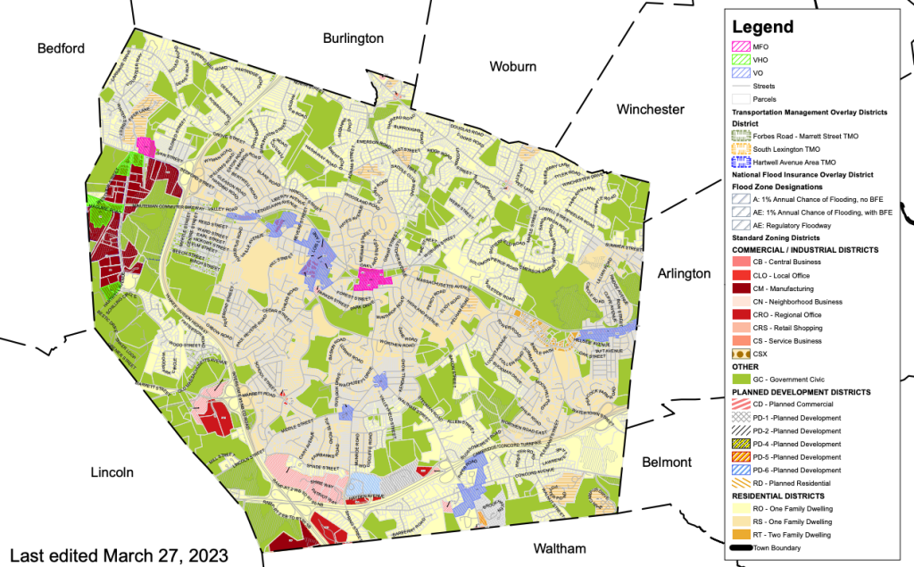Lexington’s New MBTA Zoning Districts. There is new density near the station.
