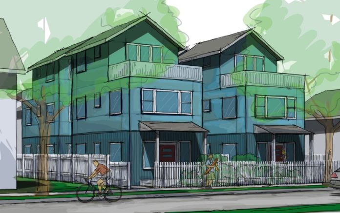 An example of a quadplex, now allowed throughout the city.