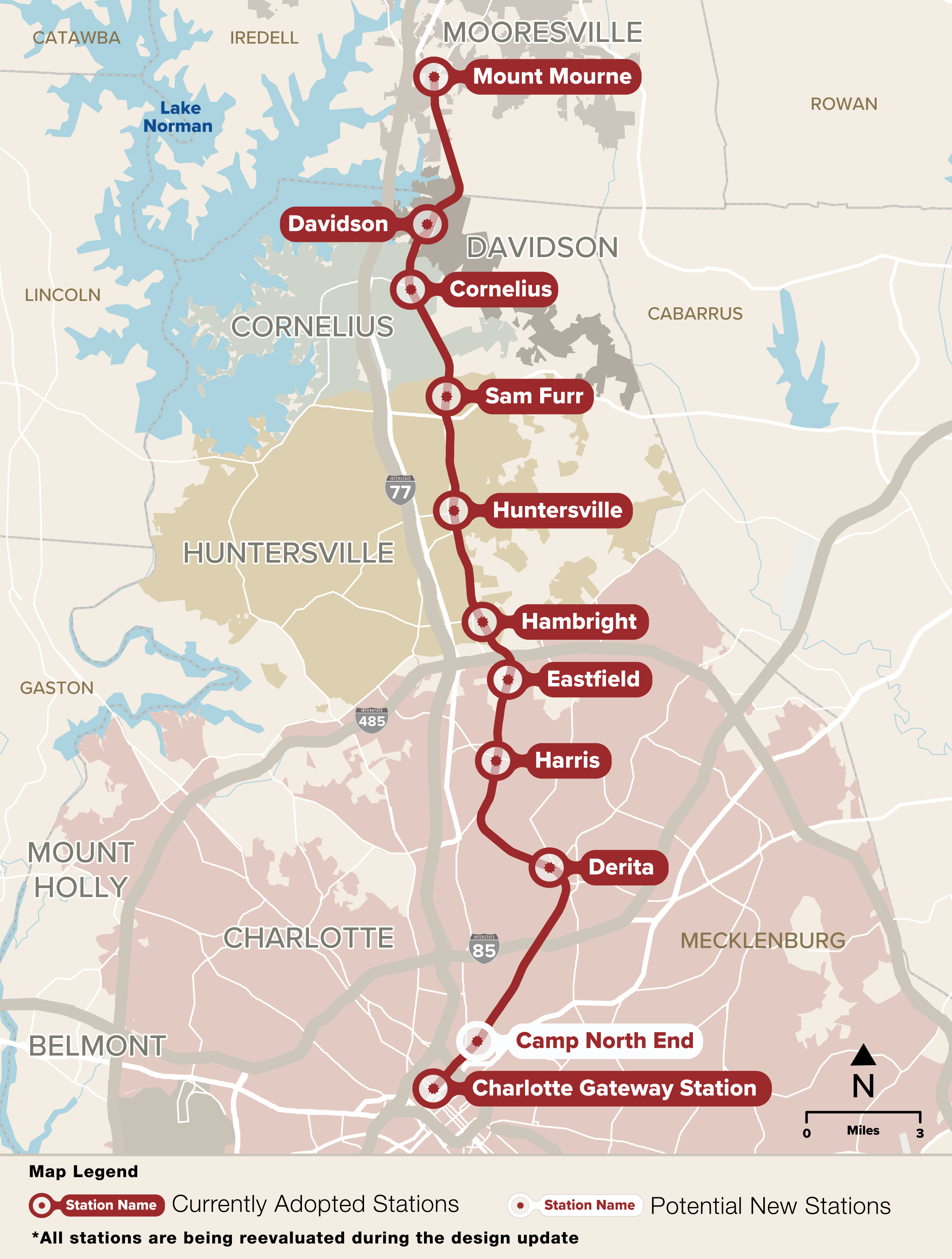 Red Line commuter rail route. Courtesy of the City of Charlotte, NC
