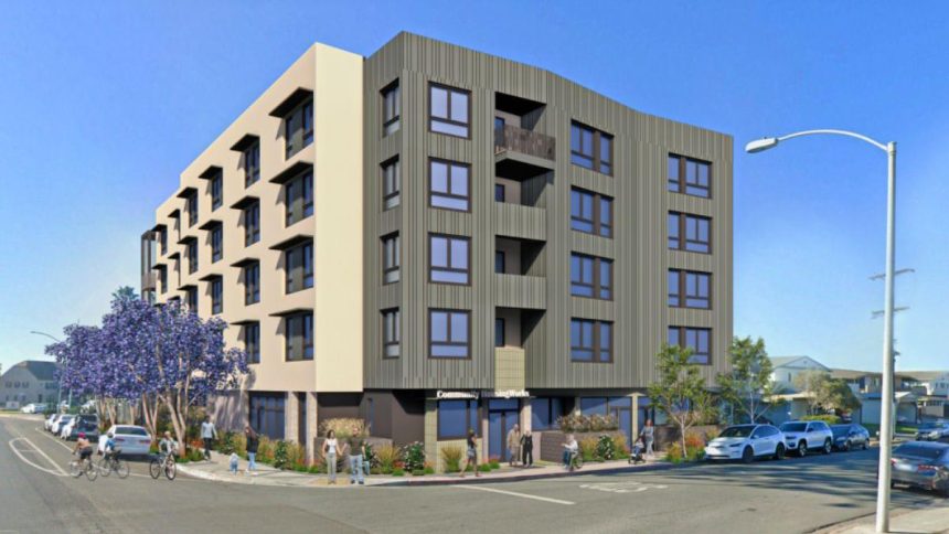 Rendering of the affordable housing development.