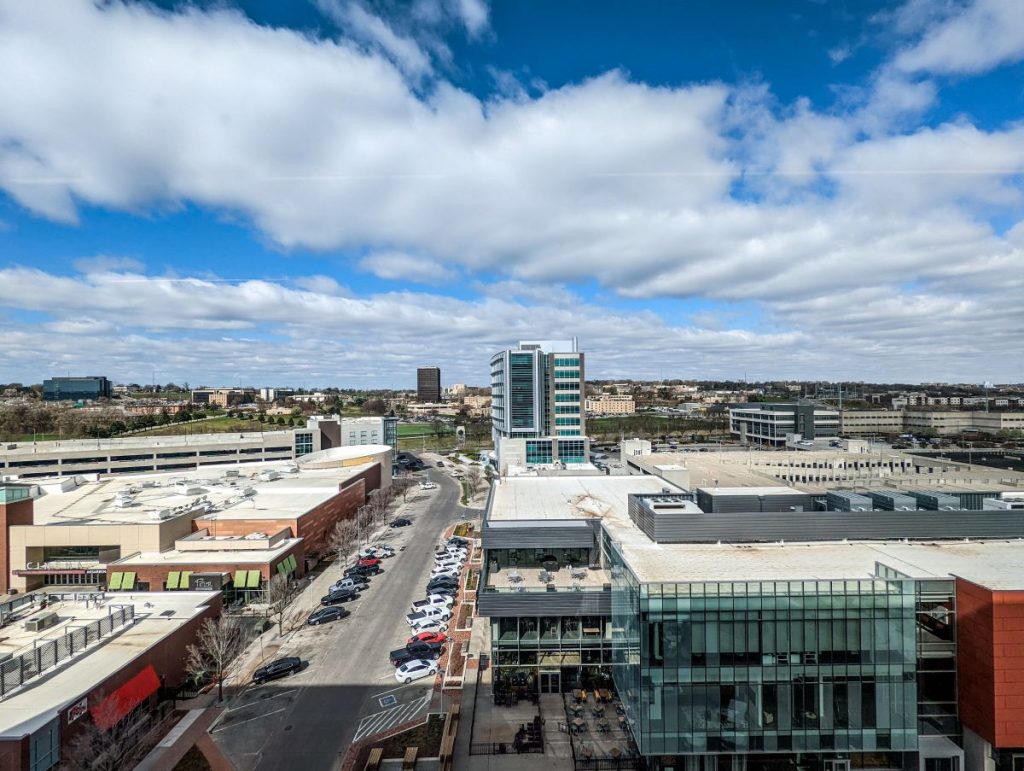An aerial photo of Omaha, Nebraska.