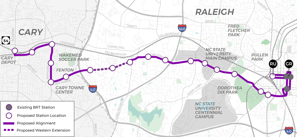 The development will be located along the future Wake BRT: Western Corridor route. This route connects Raleigh to Cary, and passes through NC State University.