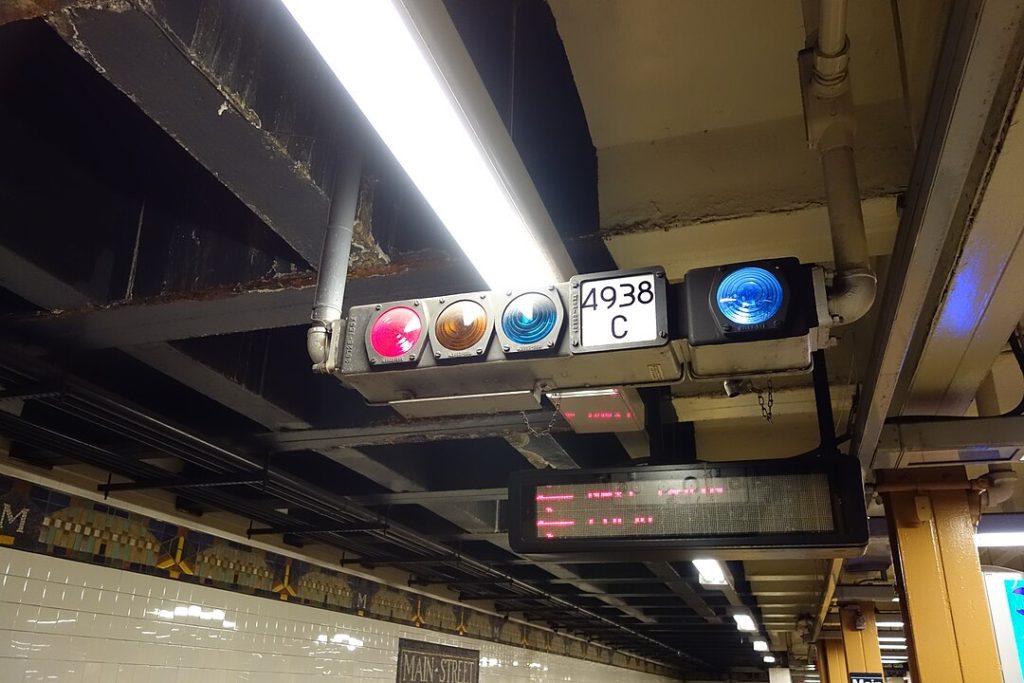 An old subway signal in Flushing-Main Street Station.