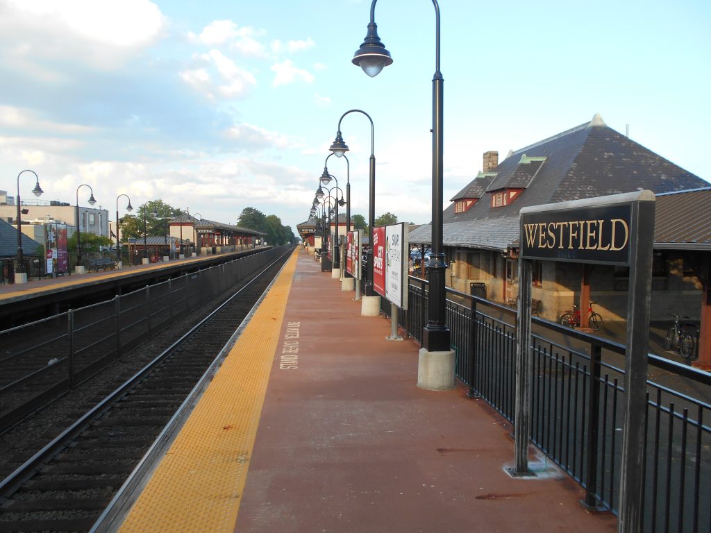 Westfield Station with an empty platform.