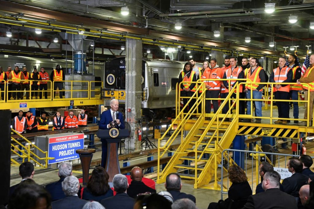 Former President Biden announced a federal grant of $292 million toward the Hudson Tunnel Project.