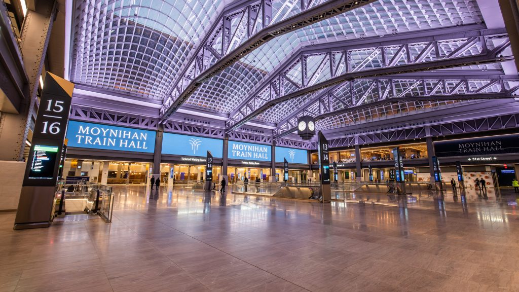 The inside of Moynihan Train Hall.