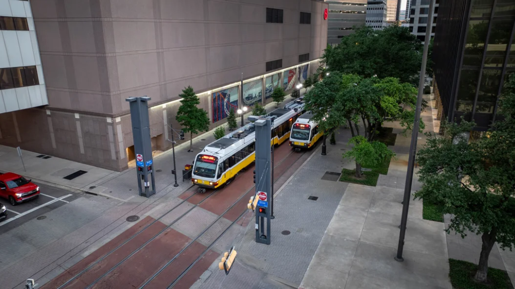 DART light rail in downtown Dallas