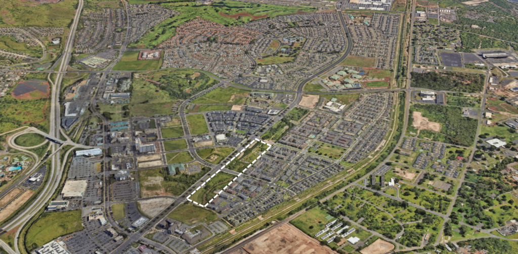 Aerial view of the city-owned parcels.