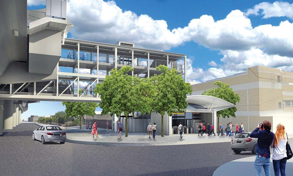 Rendering of the future Mokauea (Kalihi) Skyline Station.