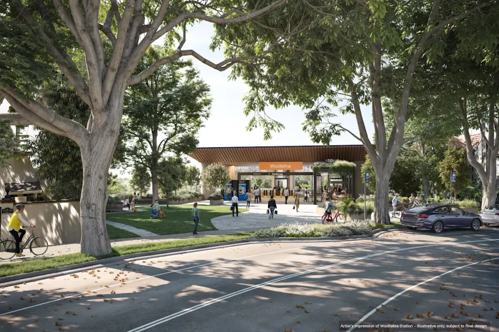 Rendering of the under-construction Woollahra Station.