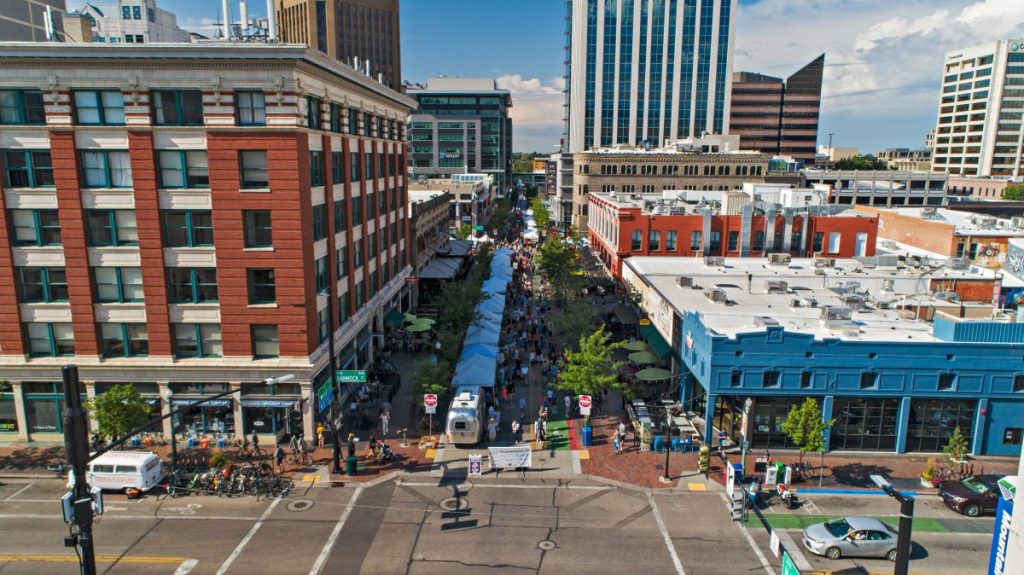Aerial view of downtown Boise, ID.
