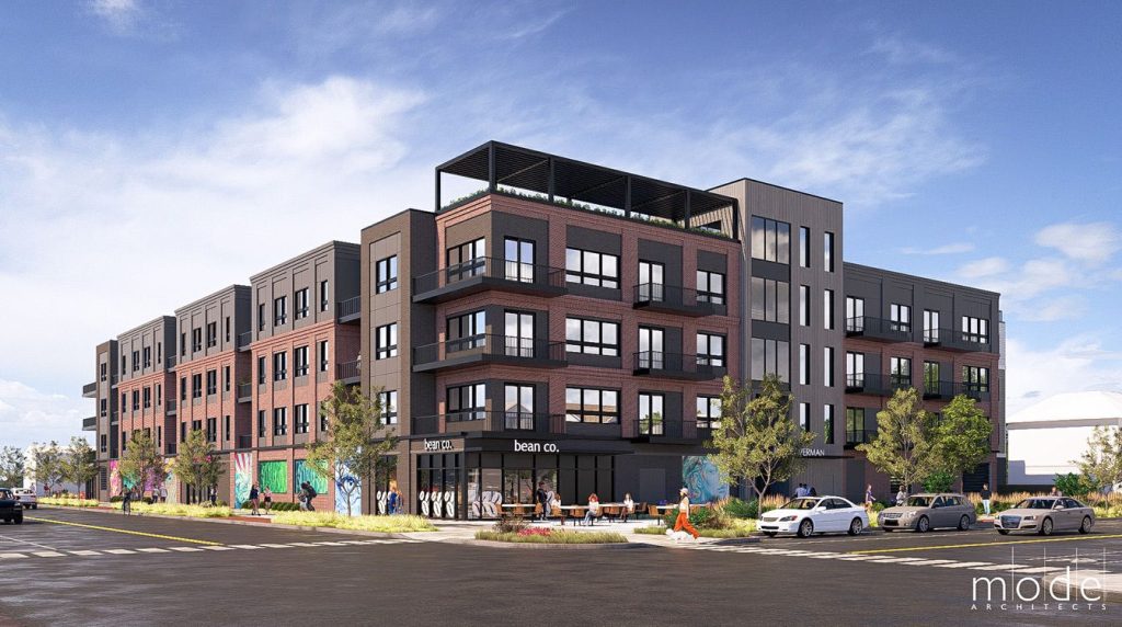 Rendering of building proposed by Douglas Development. 