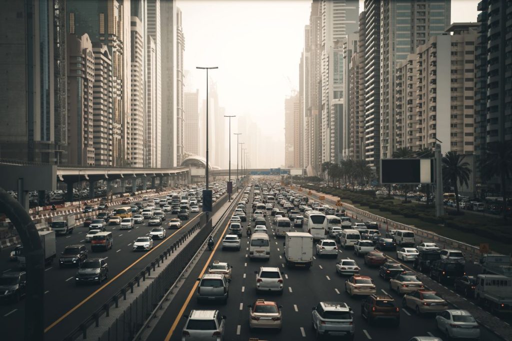 Rush hour traffic in Dubai.