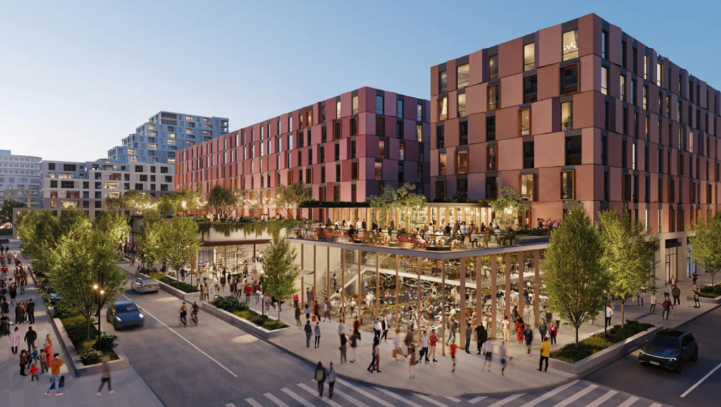 Rendering of The Rise, a mixed-use development intended to replace an aging mall.