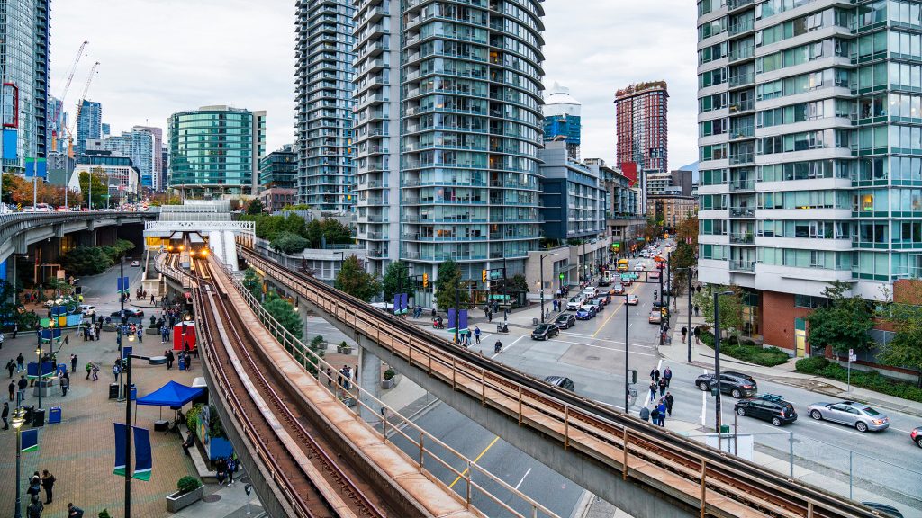 Downtown Vancouver and Skytrain
