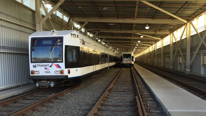 Hudson-Bergen Light Rail trains.