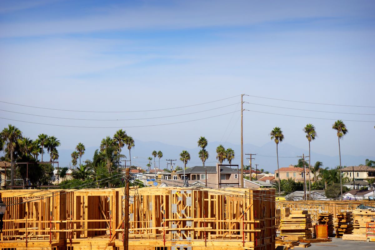 Housing construction underway in California