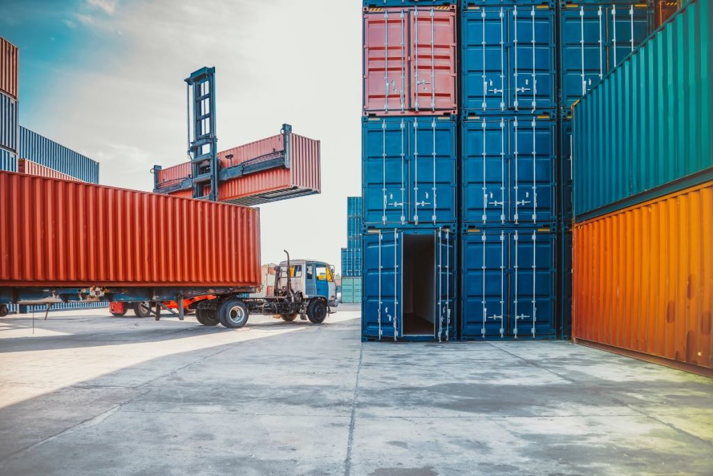 Shipping containers arriving in port