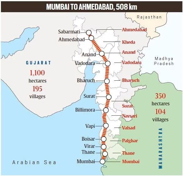 Planned Mumbai-Admedabad High-Speed Rail Line.