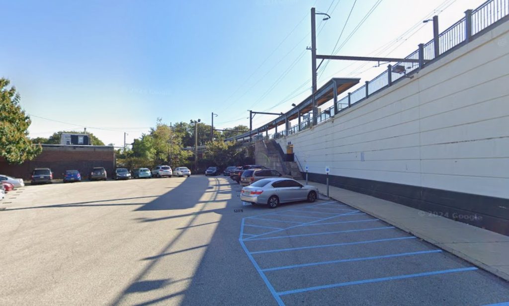 Parking lot at SEPTA’s Germantown Station in Philadelphia. Google Streetview