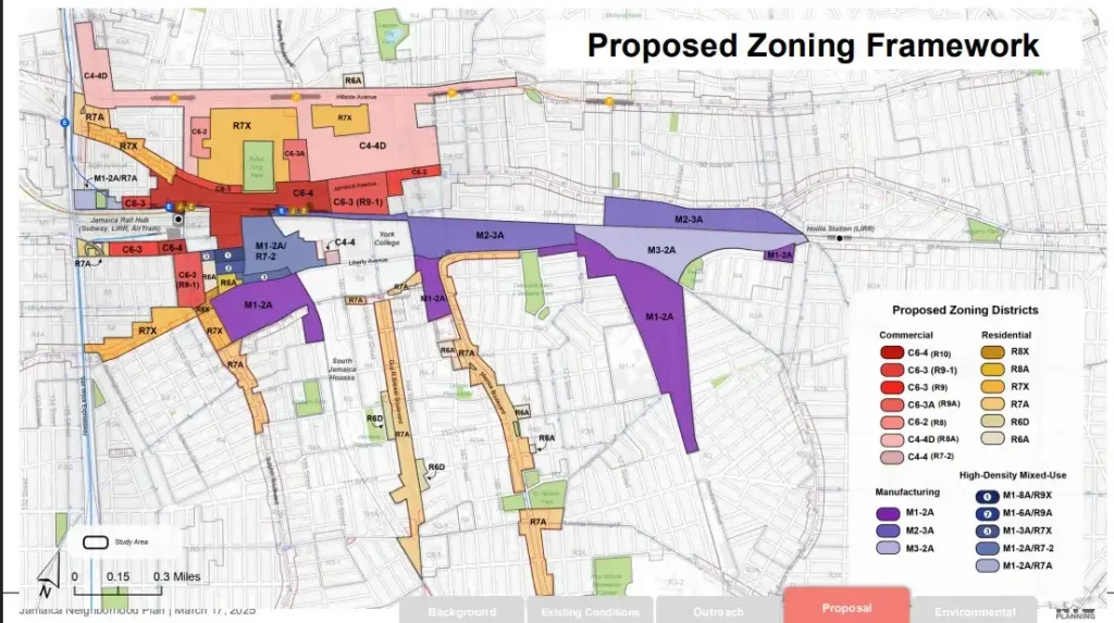 Map showing proposed zoning and land use changes.