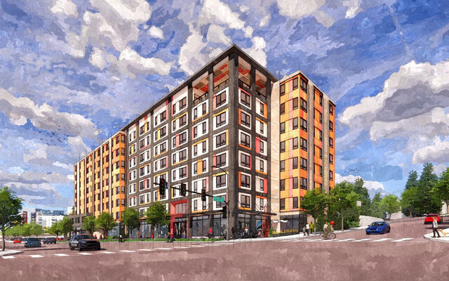 Rendering of the Wilburton TOD project.