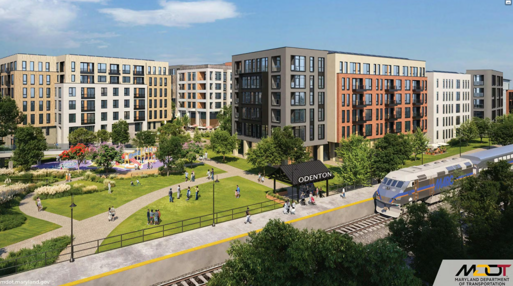 Rendering of the Odenton MARC station development.