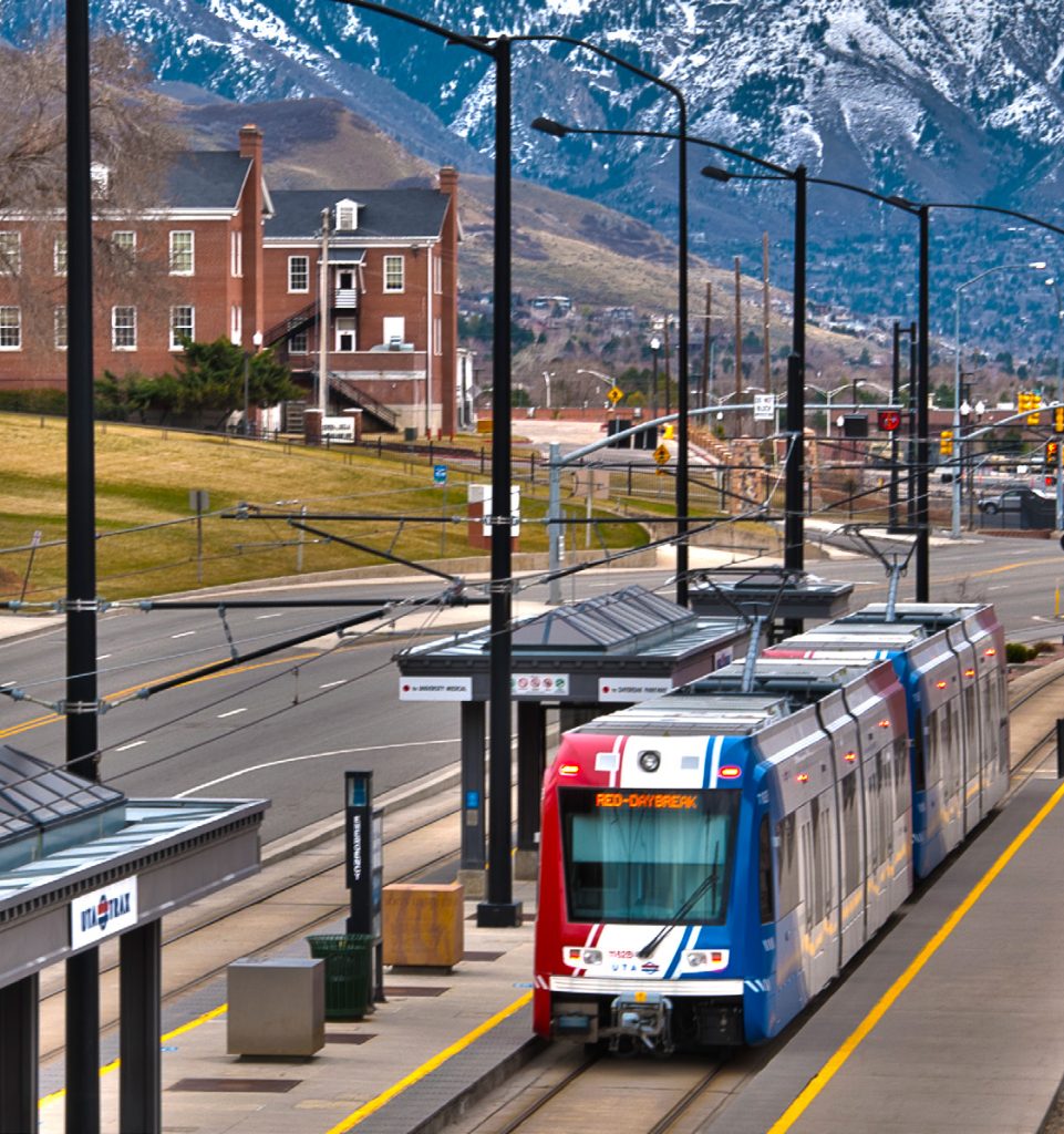 TRAX Light Rail Station in South Jordan, UT.