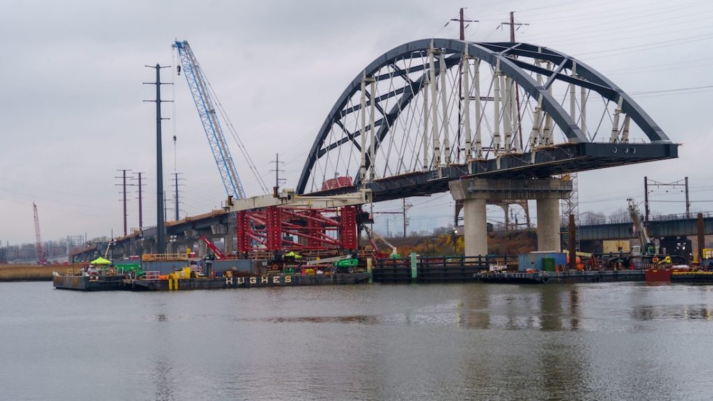 Construction on Portal North Bridge.
