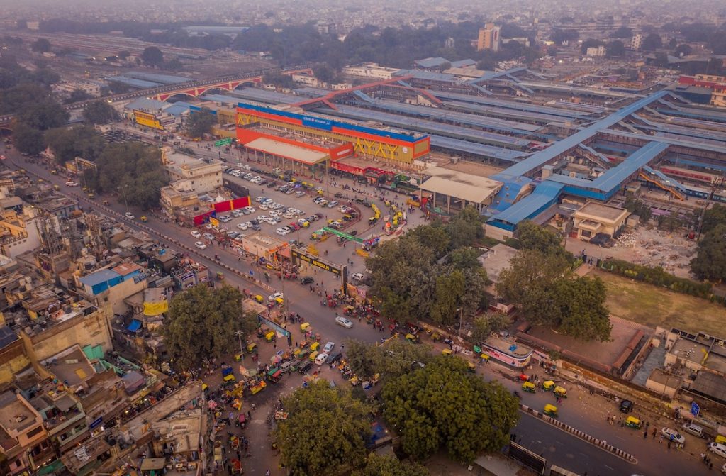 Train station, New Delhi, India.