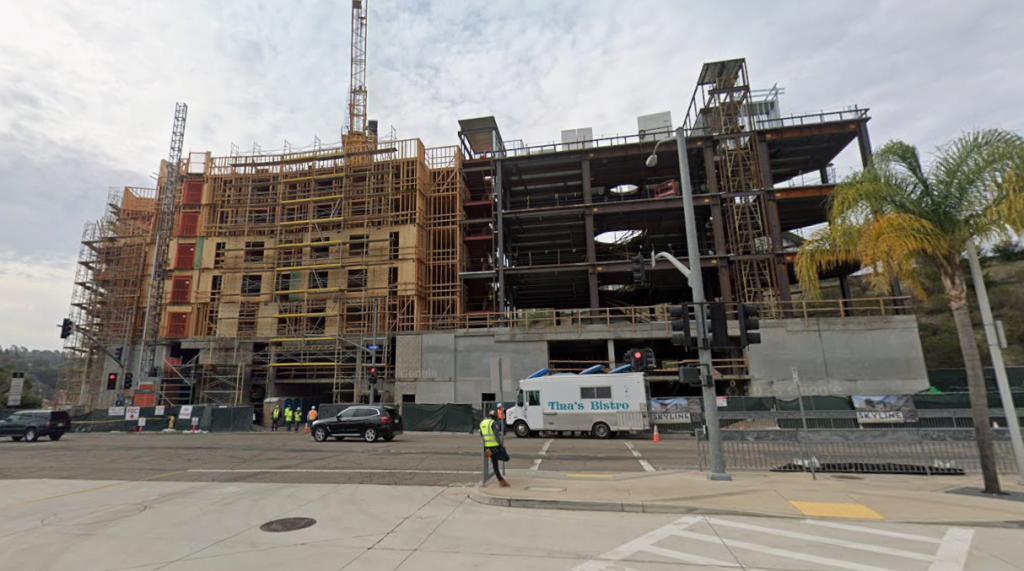 SkyLINE Apartments under construction in March 2025.